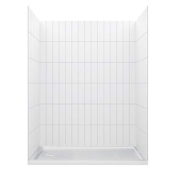 CRAFT + MAIN Jetcoat 60 in. L 36 in. W 78 in. H 2 Piece Alcove Shower Kit with Glue Up Shower Wall and Shower Pan in Vertical Subway