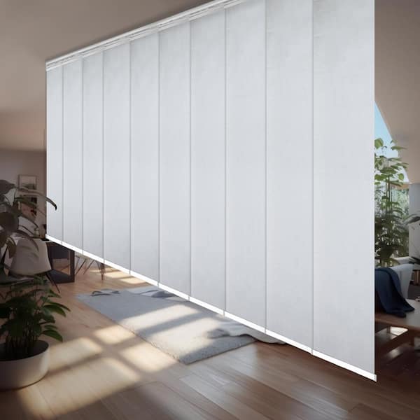 EMOH Aquamarine 120 in. - 218 in. W x 94 in. L Adjustable 10-Panel White Double Rail Panel Track with 23.5 in. Slates