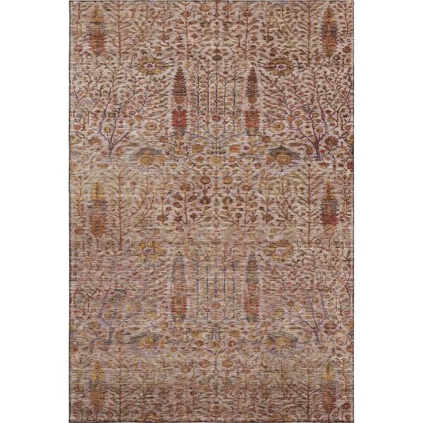 Mayfield Premium Machine Washable Abstract AMF2053 Terracotta 3 ft. x 4 ft. Area Rug
