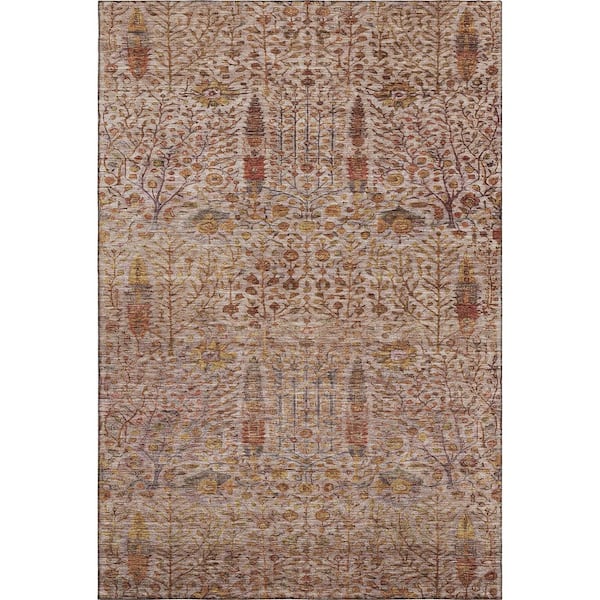 Mayfield Premium Machine Washable Abstract AMF2053 Terracotta 5 ft. x 7 ft. 6 in. Area Rug