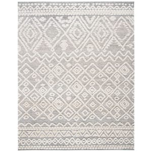 Martha Stewart Lucia Shag Beige/White 9 ft. x 12 ft. High-Low Chevron Geometric Area Rug