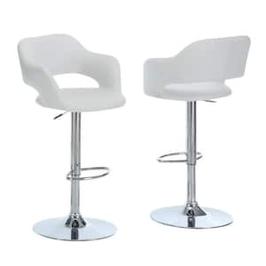 24.25 in. White and Silver Low Back Metal Bar Chair with Upholstery Seat