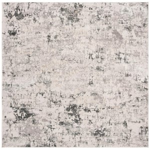 Vogue Beige/Charcoal 7 ft. x 7 ft. Square Distressed Speckled Area Rug