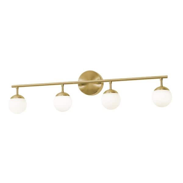 AFX Pearl 5.25 in. 4-Light Satin Brass LED Vanity Light