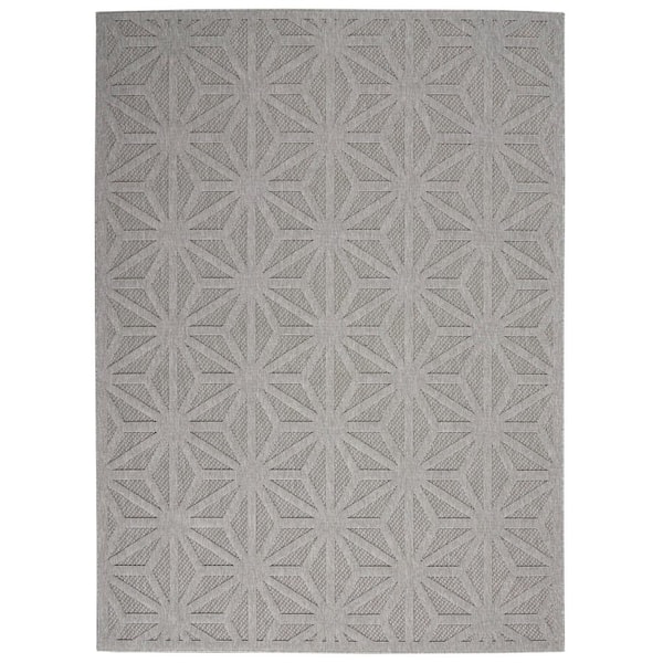 Home Decorators Collection Palamos Light Gray 4 ft. x 6 ft. Geometric Modern Indoor/Outdoor Patio Area Rug