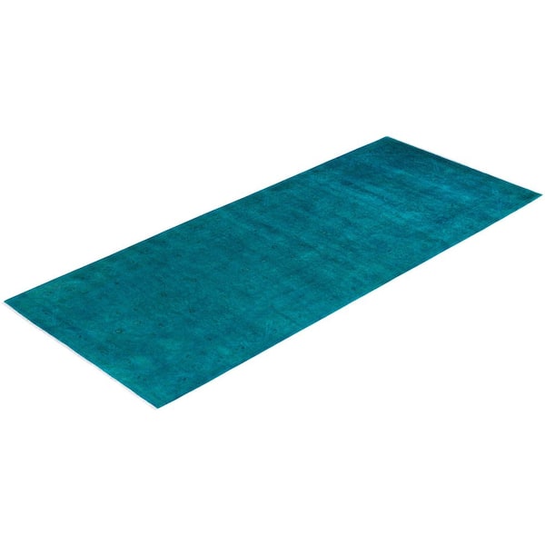 Overdyed Blue 9 ft. x 12 ft. Solid Wool Indoor Area Rug