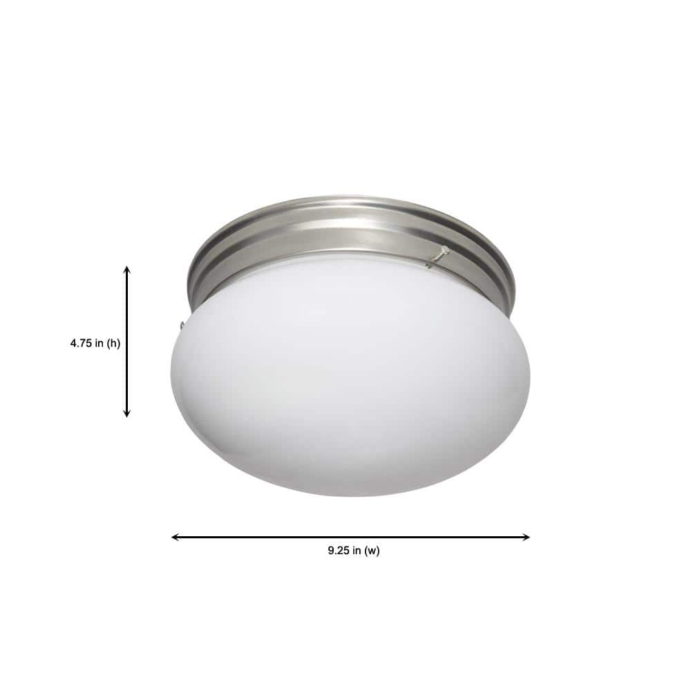 Satin Etched Glass Globe 9'' Pewter Flushmount Light Fixture