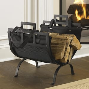 1.4 ft. Decorative Firewood Rack with Removable Canvas Tote