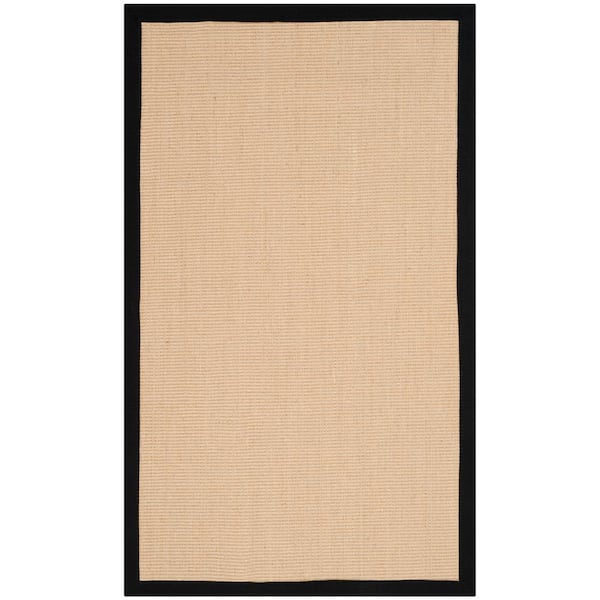 Natural Fiber Beige/Black Doormat 3 ft. x 5 ft. Border Area Rug