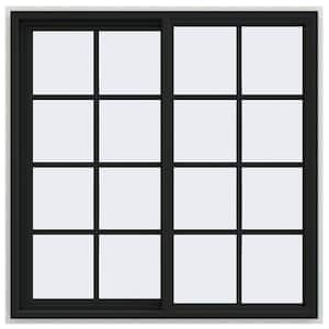 48 in. x 48 in. V-4500 Series Bronze FiniShield Vinyl Left-Handed Sliding Window with Colonial Grids/Grilles