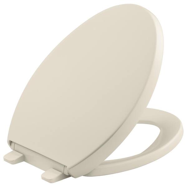 Kohler Elongated Closed Front Toilet Seat Lid Cover Wooden Replacement Almond 