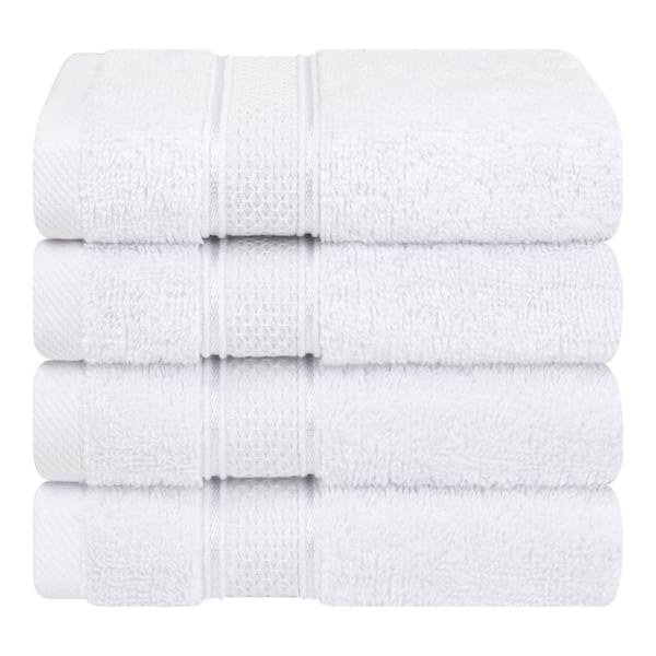 Salem Luxury 4-Pack White Washcloth Set, 100% Turkish Combed Cotton, 13 in. x 13 in. Washcloths