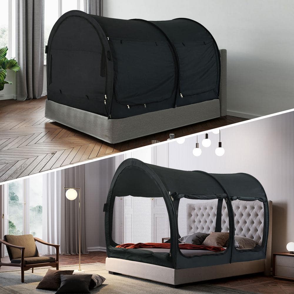 Twin Size Dark Gray Pop-Up Bed Tent Canopy