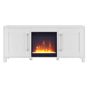Chabot 58 in. White Crystal TV Stand with Crystal Fireplace Fits TV's up to 65 in.