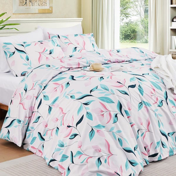 JEAREY 3-Piece Pink Modern Microfiber Full-Quilt-Set Polyester Quilt Set