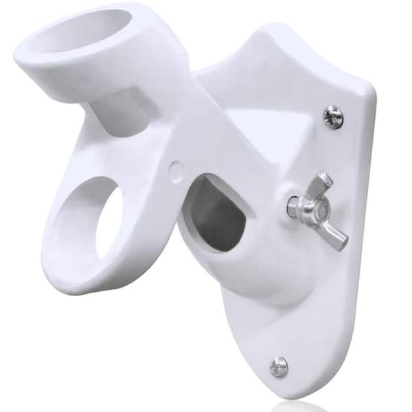 1 in. 2-Position White Aluminum Flagpole Bracket