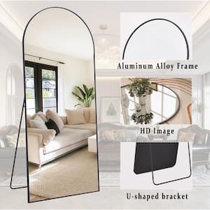 26 in. W x 71 in. H Arched Black Aluminum Alloy Framed Full Length Mirror Standing Floor Mirror