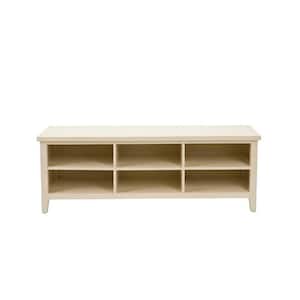 Sadie 17.71 in. Shady White Wood 6-Shelf Etagere Bookcase with Drawers