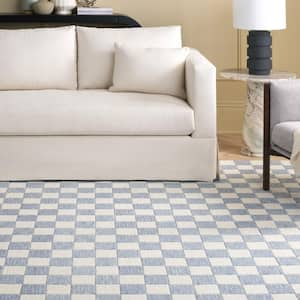 Martha Stewart Light Blue/Ivory 8 ft. x 10 ft. Checkered Area Rug