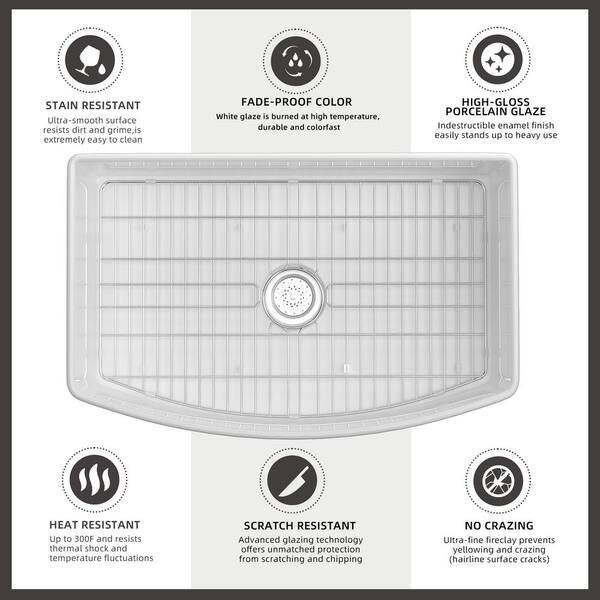 Zeafive 33 in. Fireclay Farmhouse Apron Front Single Bowl Kitchen Sink Matte  Black With Bottom Grid and Strainer ZFC3318-B2 - The Home Depot
