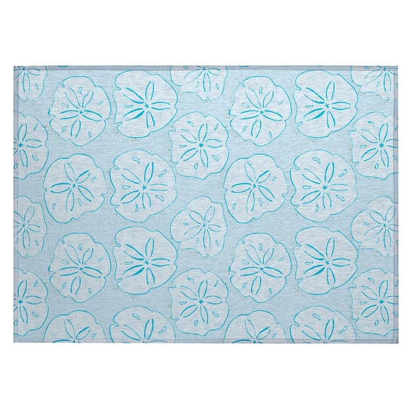 Surfside Blue 1 ft. 8 in. x 2 ft. 6 in. Geometric Indoor/Outdoor Area Rug