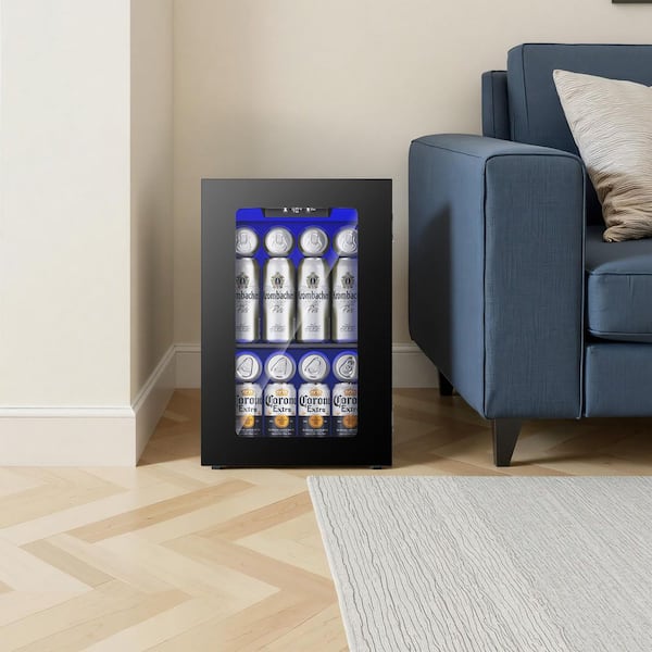 11 in. Single Zone 6-Wine Bottles and 24-Cans Beverage and Wine Cooler in Black with Rapid Cooling