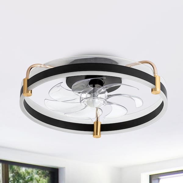 Breezary 20 in. Integrated LED Indoor Black Chandelier Ceiling Fan with Light, Remote Control and Acrylic Shade