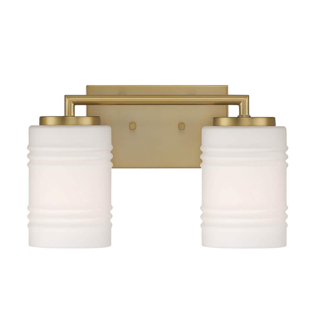 Brushed Gold Dimmable Outdoor Vanity Light with Etched Opal Glass