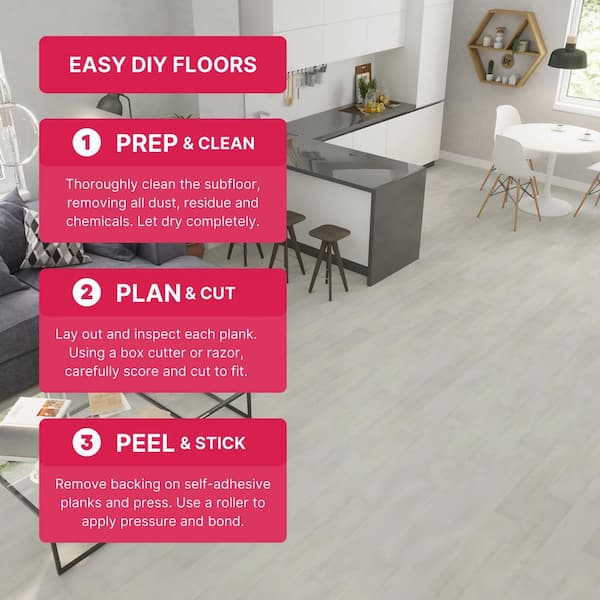 BaseCore Cotton 12 MIL x 6 in. W x 36 in. L Peel and Stick Waterproof Luxury Vinyl Plank Flooring (54 sqft/case)