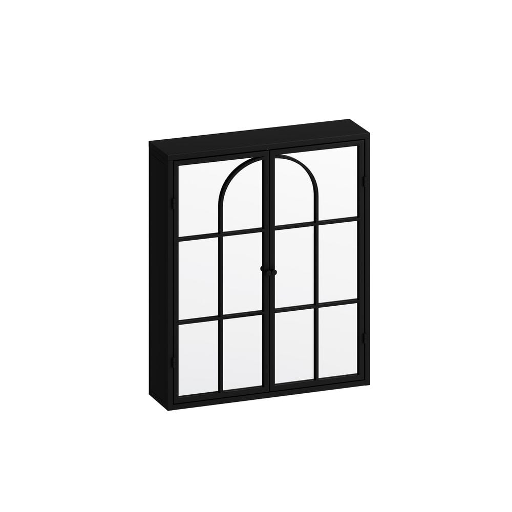 23.62 in. W x 27.56 in. H Rectangular Iron Medicine Cabinet with Mirror Door and 3-Storage Shelves in Black price history on PriceWatchPro