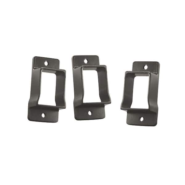 3/4 in. x 2 in. x 2 in. Heavy-Duty Pewter Aluminum Wall Mount Fence Bracket Kit (3-Pack)