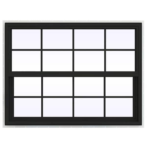 JELD-WEN 48 in. x 36 in. V-4500 Series Bronze FiniShield Vinyl Single Hung Window with Colonial Grids/Grilles