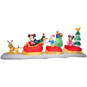 5.5 ft. H x 3 ft. W x 15 ft. 49 in.L LED Lighted Christmas Inflatable Animated Airblown-Mickey and Friends Sleigh Disney