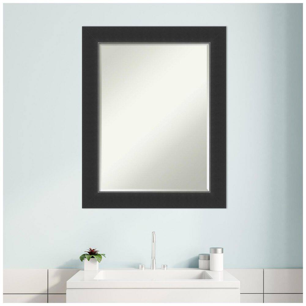 Corvino Black Petite Bevel Wood Bathroom Vanity Mirror