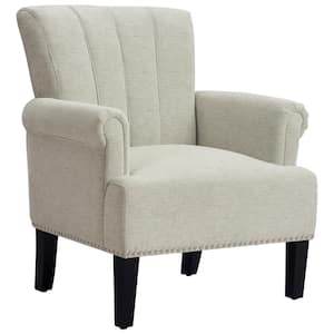 Accent Rivet Cream Tufted Polyester Armchair