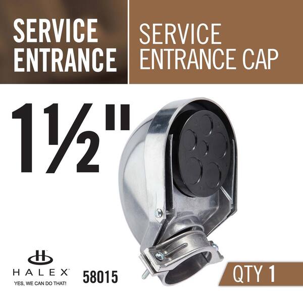 1-1/2" Halex 58015 Service Entrance Caps Clamp On Type Aluminum 1 Piece 