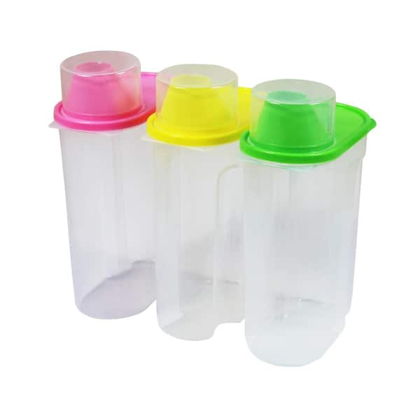 0.3 Gallon Food Storage Bin Container with Lid in Green, Pink and Yellow, 3 Pack - for Better Kitchen Organization