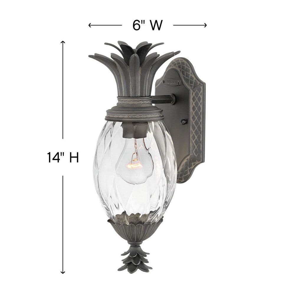 Plantation Pineapple 14" Museum Black Outdoor Wall Light with Clear Optic Glass