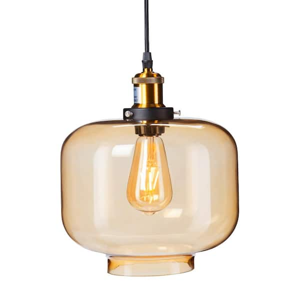 Unbranded Danielle 1-Light Amber Colored Glass Pendant Lamp