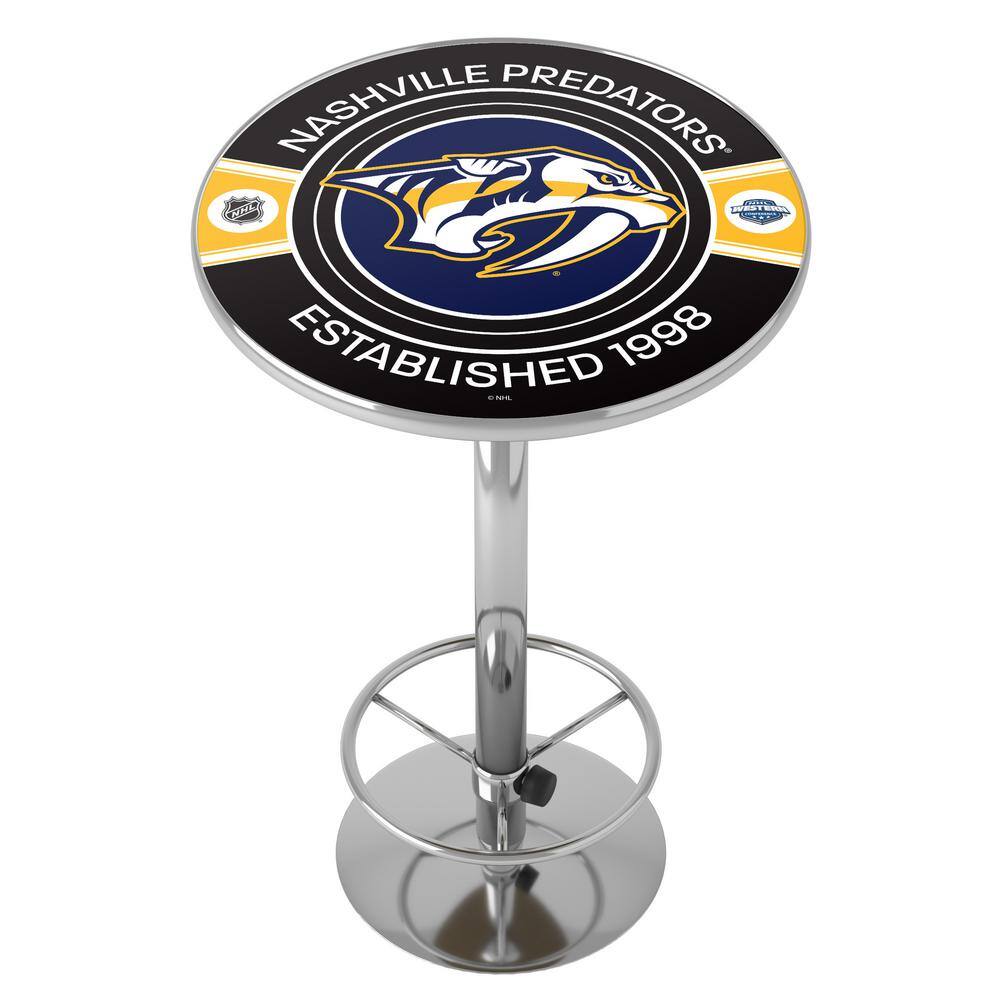 Nashville Predators Patch 27 in. Chrome Round Table Top with Adjustable Foo