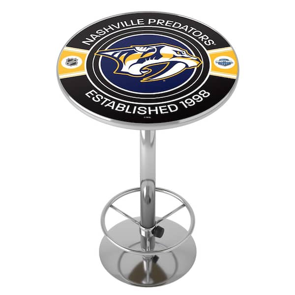 Unbranded Nashville Predators Patch 27 in. Chrome Round Table Top with Adjustable Foot Rest