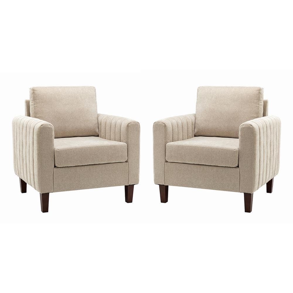 JAYDEN CREATION Ismenus Tan Polyester Arm Chair with Removable Cushions  (Set of 2) CHHQ0469-TAN-S2 - The Home Depot