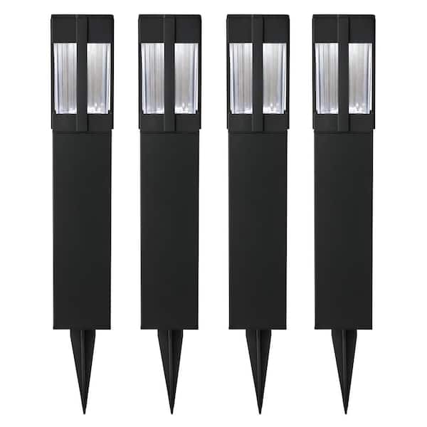 Home Decorators Collection Sumner 20 Lumen Black LED Weather Resistant Outdoor Solar Path Light with Glass Lens (4-Pack)