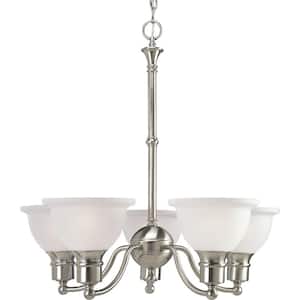 Madison Collection 5-Light Brushed Nickel Etched Glass Traditional Chandelier Light
