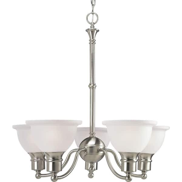 Progress Lighting Madison Collection 5-Light Brushed Nickel Etched Glass Traditional Chandelier Light