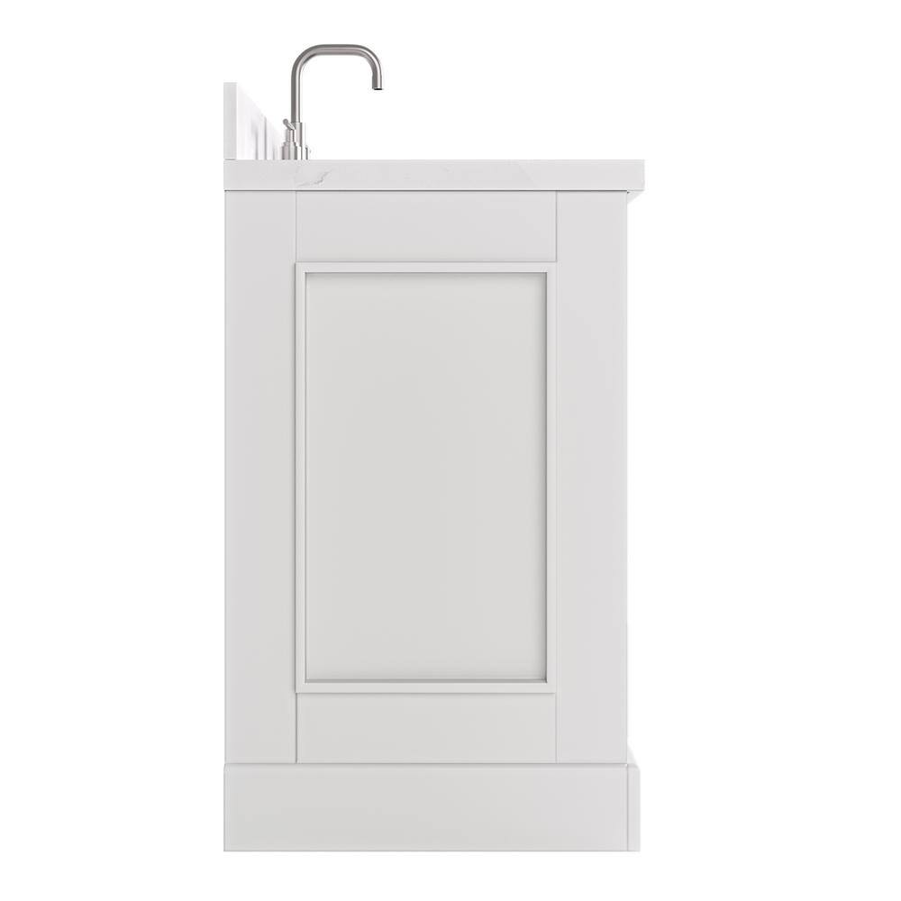 Stafford 54" White Freestanding Bathroom Vanity with Carrara Quartz Top