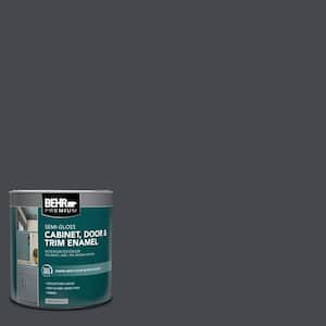 1 qt. #N490-7 Ink Black Semi-Gloss Enamel Interior/Exterior Cabinet, Door & Trim Paint