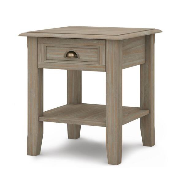 Brooklyn + Max Berkshire Solid Wood 18 inch Wide Square Traditional End Table in Distressed Grey