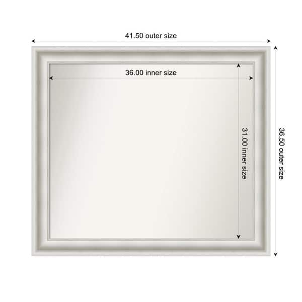 Amanti Art Parlor White 41.5 in. W x 36.5 in. H Custom Non-Beveled Recycled Polystyrene Framed Bathroom Vanity Wall Mirror