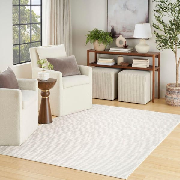 Casual Ivory 5 ft. x 7 ft. Diamond Contemporary Area Rug